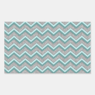 Adesivo Retangular Silver Foil e Teal ZigZag