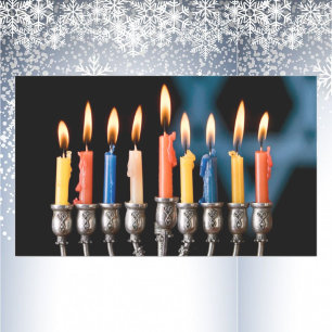 Adesivo Retangular Silver Menorah Hannukah