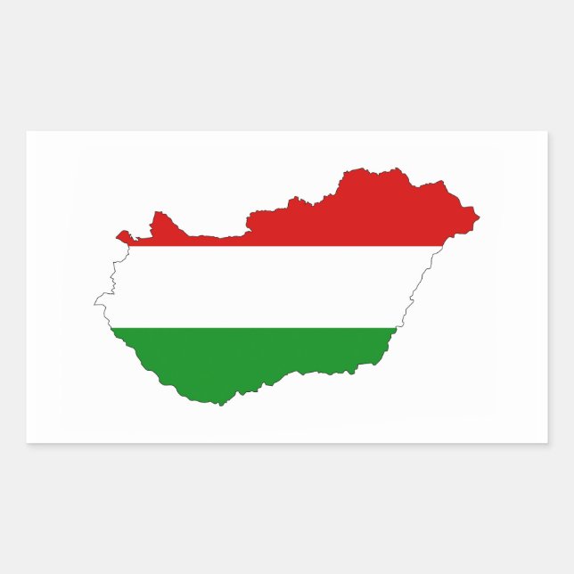Adesivo Retangular símbolo de forma do mapa de bandeira do país hungr (Frente)