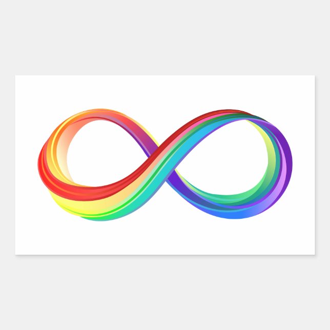 Adesivo Retangular Símbolo de Infinidade Arco-Íris em Camadas (Frente)