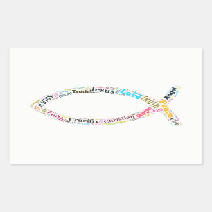 Adesivo Retangular Símbolo de Peixe Cristão