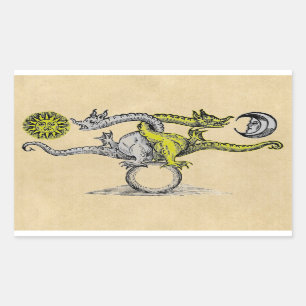 Adesivo Retangular Símbolo dos dragões do ouro & da prata