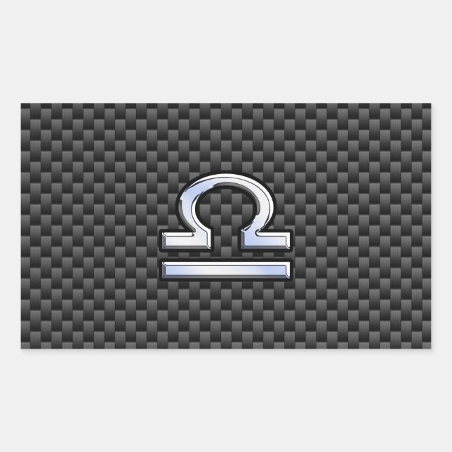 Adesivo Retangular Símbolo libra zodiac em decor de fibra de carbono (Frente)