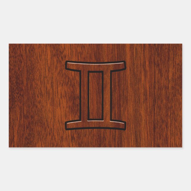 Adesivo Retangular Símbolo moderno Gemini Zodiac em Mahogany como imp (Frente)