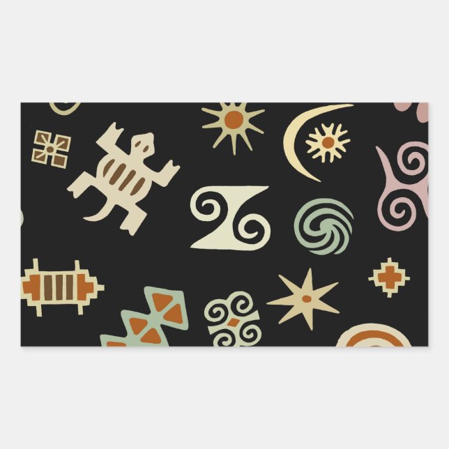 Adesivo Retangular Símbolos Adinkra Africanos (Frente)