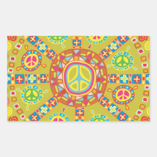Adesivo Retangular Símbolos de Paz Design