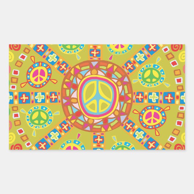 Adesivo Retangular Símbolos de Paz Design (Frente)