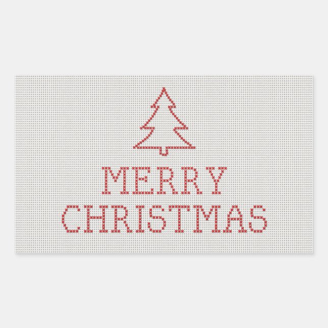 Adesivo Retangular Sinal de cruz de Natal feliz (Frente)