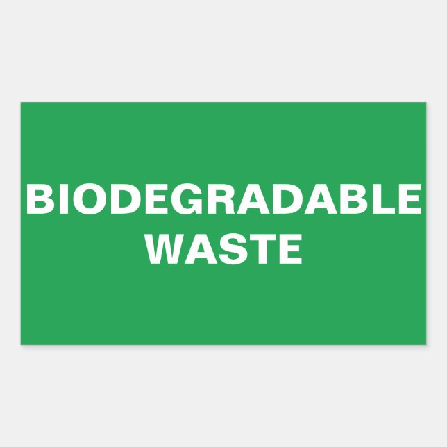 Adesivo Retangular Sinal de resíduo biodegradável (Frente)