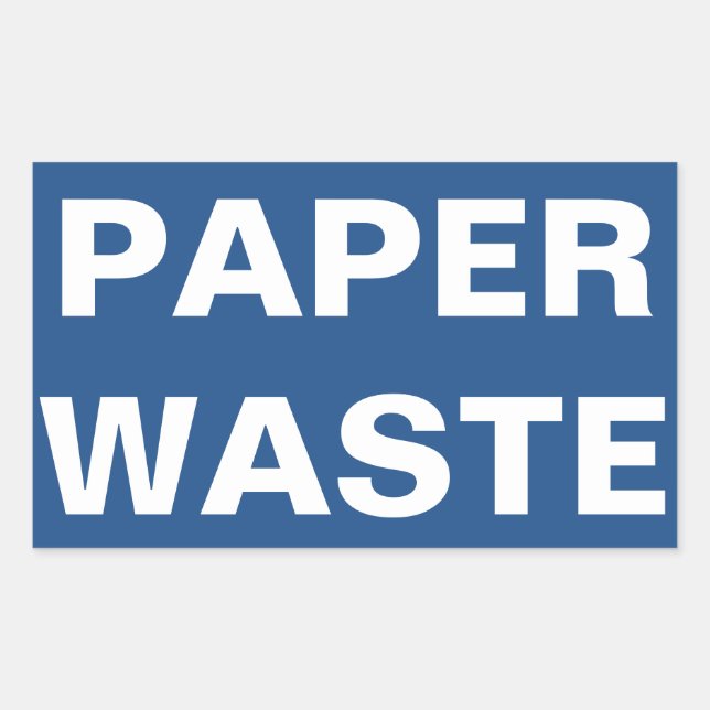 Adesivo Retangular Sinal de Resíduos de Papel (Frente)
