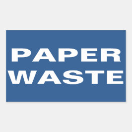Adesivo Retangular Sinal de Resíduos de Papel