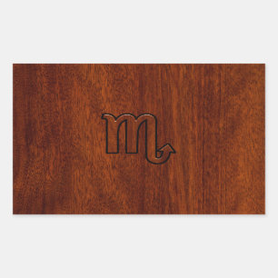 Adesivo Retangular Sinal de Scorpio Zodiac no Estilo de Mahogany