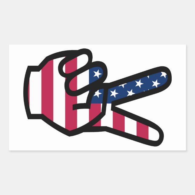 Adesivo Retangular Sinal de vitória dos EUA (Frente)