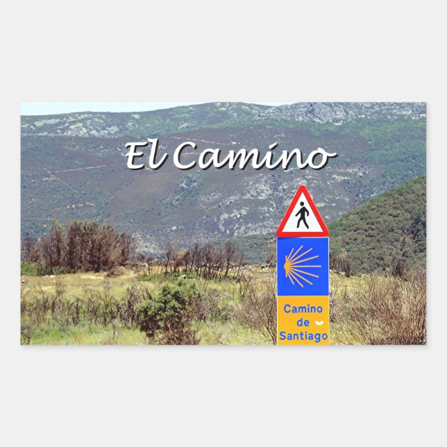 Adesivo Retangular Sinal do EL Camino de Santiago (subtítulo) (Frente)