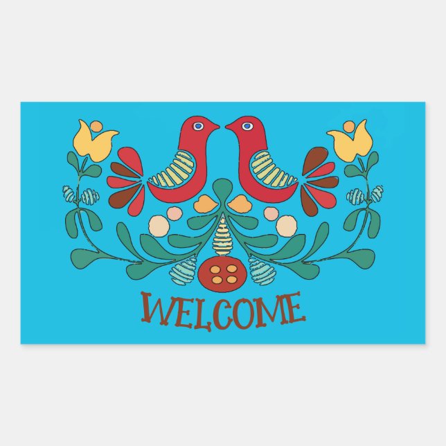 Adesivo Retangular Sinal hexadecimal, Pássaros de Amor, adicionar tex (Frente)