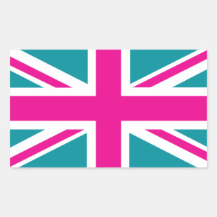 Adesivo Retangular Sinalizador de Chock Pink Union Jack British(UK)