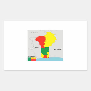 Adesivo Retangular sinalizador de mapa do país benin
