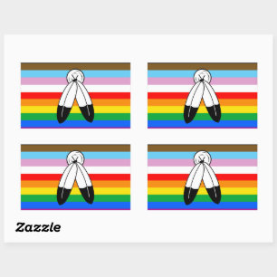 Adesivo Retangular Sinalizador do Orgulho de Progresso LGBTQ+ com Doi