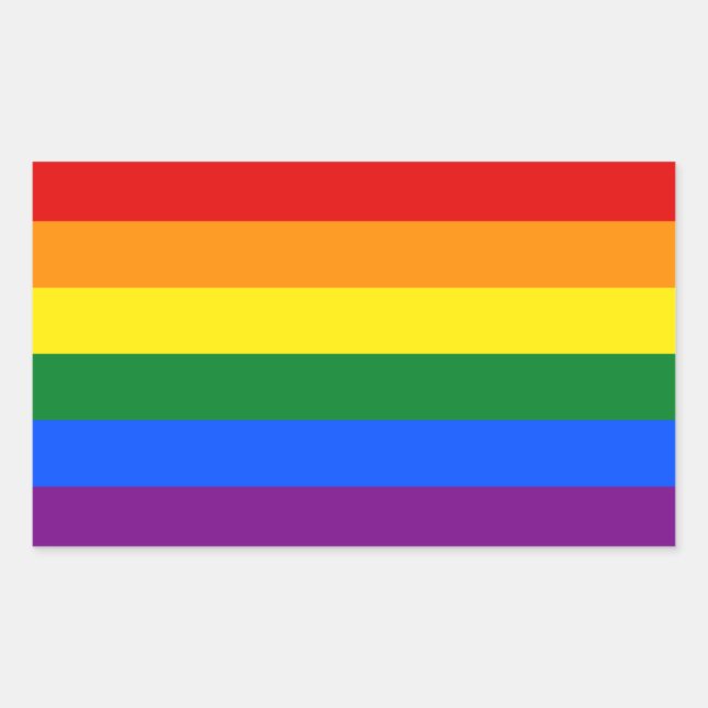 Adesivo Retangular Sinalizador Orgulho gay do arco-íris LGBT (Frente)