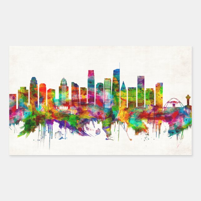 Adesivo Retangular Skyline da Califórnia em Los Angeles (Frente)