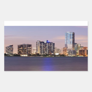 Adesivo Retangular Skyline dos EUA, Florida, Miami no crepúsculo 2