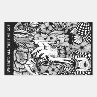 Adesivo Retangular Sleeping Beauty – Monochrome Floral Hand-Drawn Art