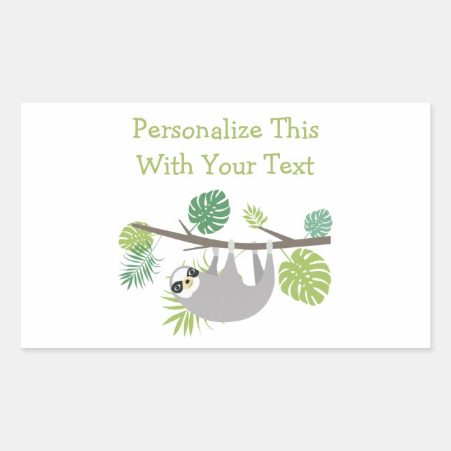 Adesivo Retangular Sloth Personalizada de Divertimento de Texto (Frente)