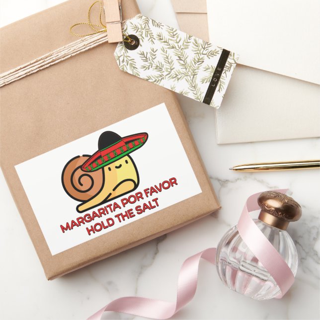 Adesivo Retangular Snail Margarita por favor, segure o sal (Presentear)