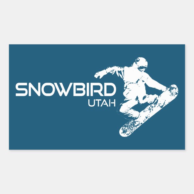 Adesivo Retangular Snowbird Utah Snowboarder (Frente)