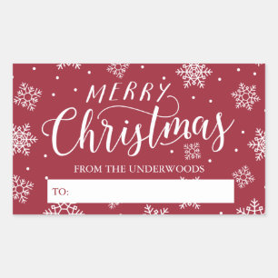 Adesivo Retangular Snowfall Merry Christmas Personalised Gift Tag