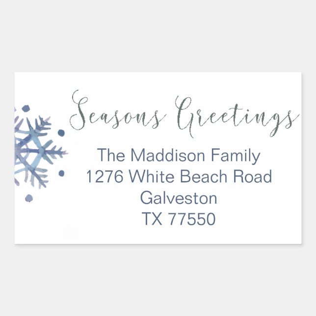 Adesivo Retangular Snowflake Christmas Return Address Label Stickers (Frente)