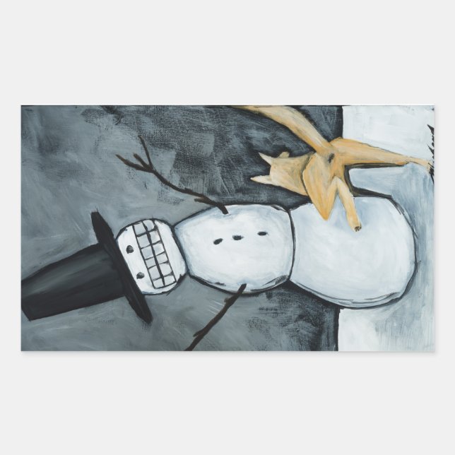 Adesivo Retangular Snowman and dog (Frente)