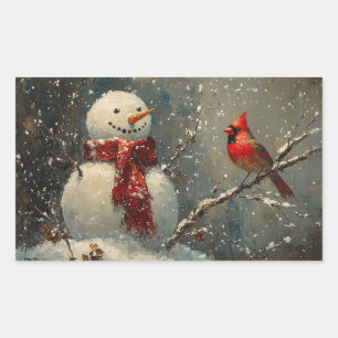 Adesivo Retangular Snowman e uma pintura a óleo cardeal