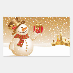 Adesivo Retangular Snowman Stickers