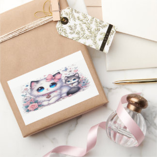 Adesivo Retangular Sobrecarga de gatinhos de cutena: Gato e cão de ol