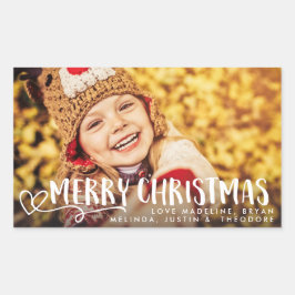 Adesivo Retangular Sobreposição de Fotos de Feriado Branco Feliz Nata