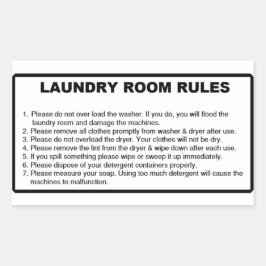 Adesivo Retangular Sobreposição de Inicialização 'Regras de Lavagem' 