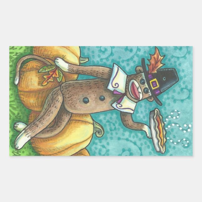 ADESIVO RETANGULAR SOCK MONKEY PILGRIM OBRIGADO A SABER O RITMO DA FO (Frente)