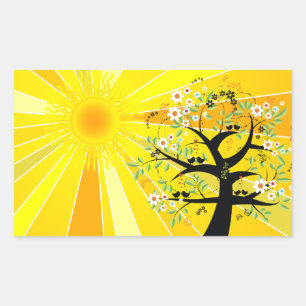 Adesivo Retangular Sol e Árvore Caprichosos