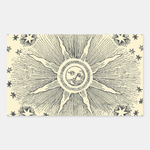 Adesivo Retangular Sol venenoso e estrelas céu medieval celeste draw
