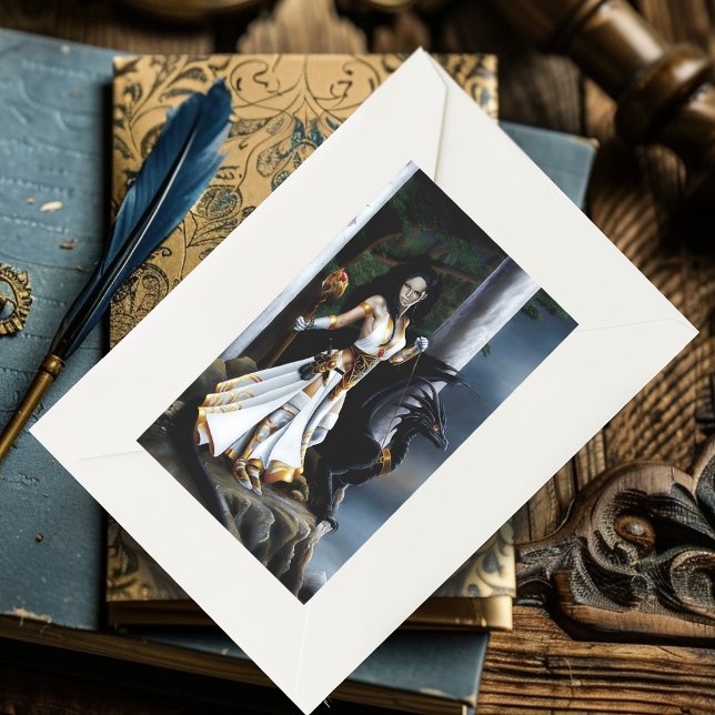 Adesivo Retangular Sorceres Black Dragon Fantasy White (Criador carregado)