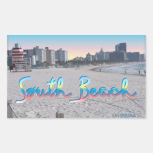 Adesivo Retangular South Beach, FL City View