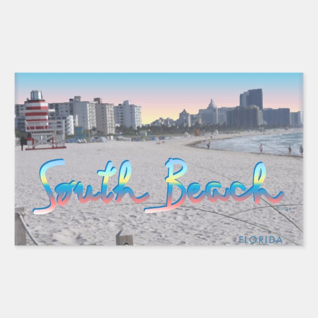 Adesivo Retangular South Beach, FL City View (Frente)