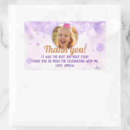 Adesivo Retangular Sparkly Purple Photo Girls Birthday Party