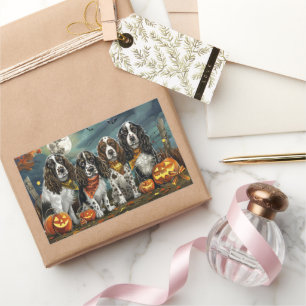 Adesivo Retangular Springer Spaniel Halloween Assustador