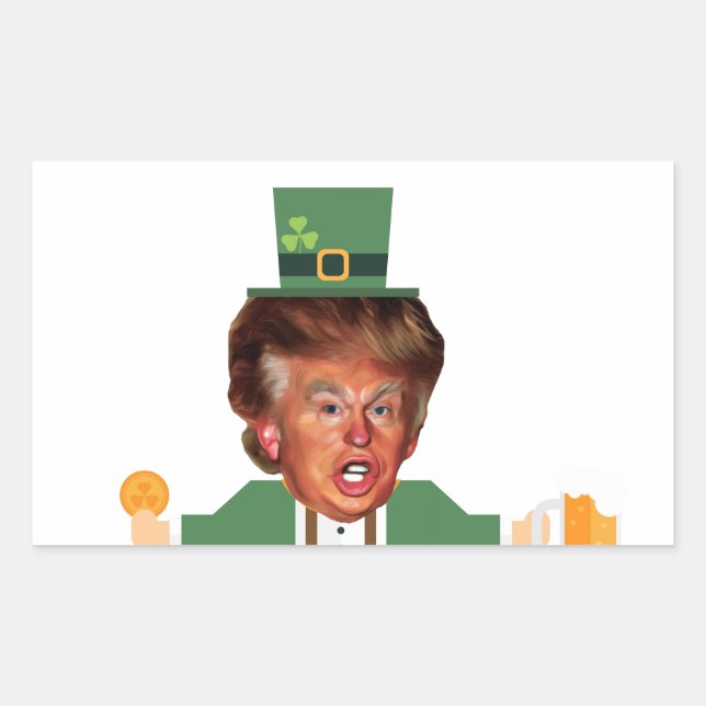 Adesivo Retangular st patrics trump leprechaun (Frente)