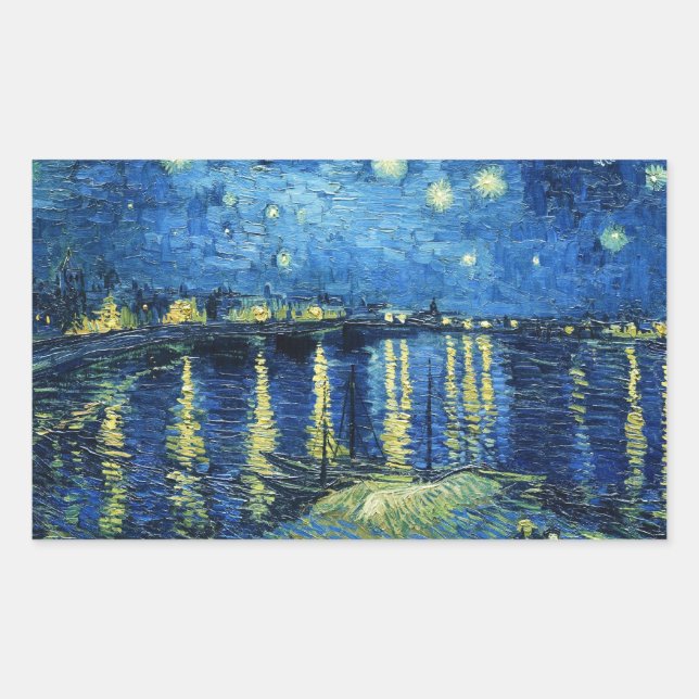 Adesivo Retangular Starry Night sobre o Rhone Vincent van Gogh (Frente)