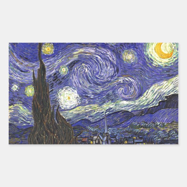 Adesivo Retangular Starry Night, Vincent Van Gogh. (Frente)