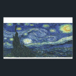 Adesivo Retangular Starry Night Vincent van Gogh Fine Art Painting<br><div class="desc">Vincent van Gogh (holandês, 1853 - 1890) Starry Night, 1889, Oil on canvas Unframed: 73 × 92 cm (28, 7 × 36, 2 pol) Esta pintura mostra a vista da janela virada para leste da sala de asilo de Van Gogh na Santo-Rémy-de-Provence Ele acrescentou uma vila idealizada. Está na coleção...</div>