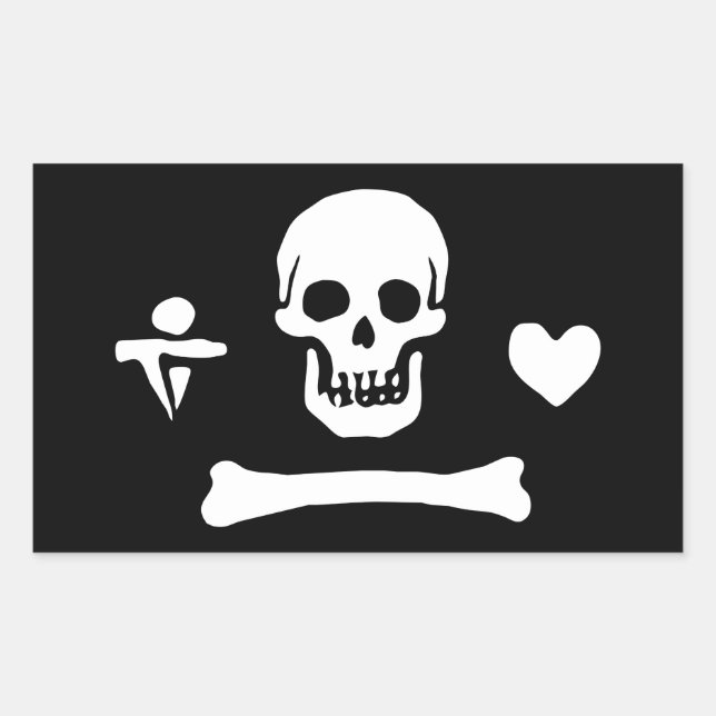 Adesivo Retangular Stede Bonnet Pirate Flag Jolly Roger (Frente)